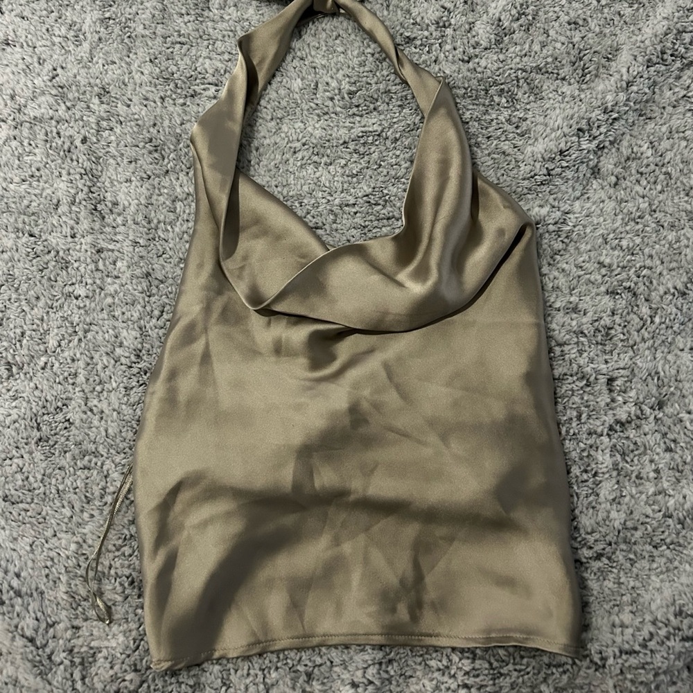 Zara Satin Cowlneck Sleeveless Halter Dressy Top Size Small